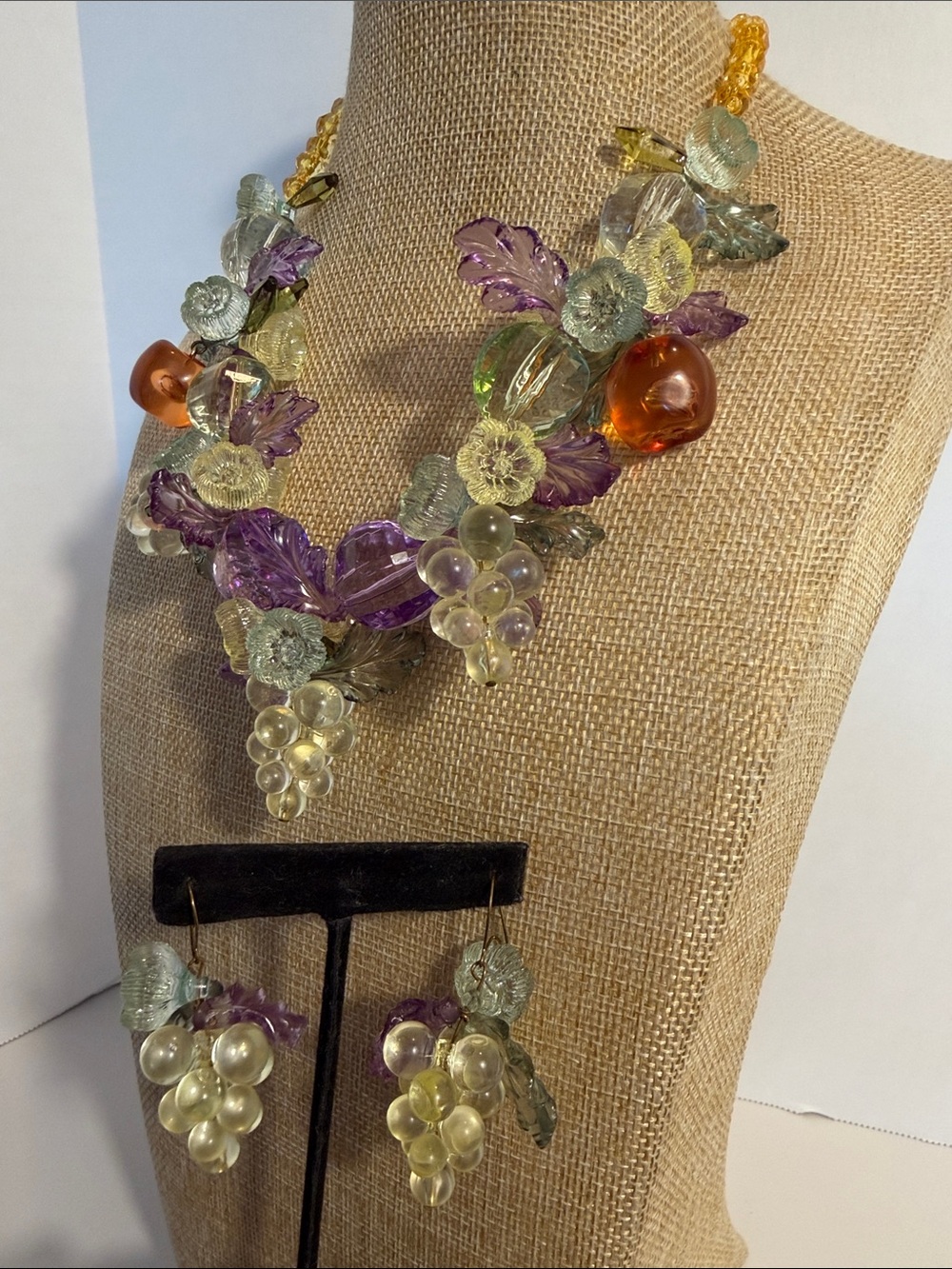 Fruit Salad Vintage Necklace and Earrings - Picture 8 of 10